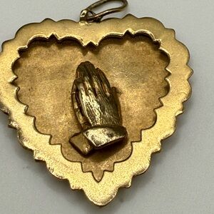 14k Solid Yellow Gold (NOT Plated) Hands in Prayer HEART Charm!